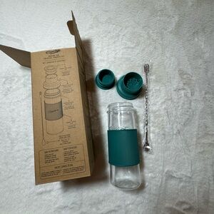 Masontops Mason Jar Cocktail Shaker Kit Glass Bar Mixer Set Swizzle Stick Lid